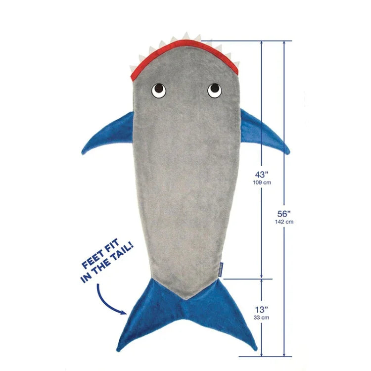 Manta de Dormir para Crianças em Lã Macia com Estampa de Tubarão e Sereia para Inverno, Manta de Dormir de Tubarão