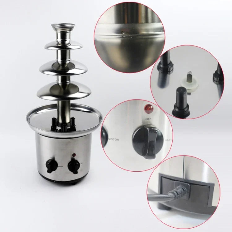 Fonte de chocolate elétrica de 4 camadas, máquina de fondue de chocolate derretido em cascata, 4 níveis