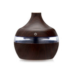 Purificador de Ar Aromaterapia USB Grão de Madeira Forma de Gota de Água 300ML Humidificador Silencioso, Grão de Madeira Profundo