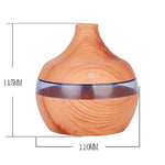 Purificador de Ar Aromaterapia USB Grão de Madeira Forma de Gota de Água 300ML Humidificador Silencioso, Grão de Madeira Profundo