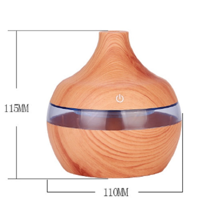 Purificador de Ar Aromaterapia USB Grão de Madeira Forma de Gota de Água 300ML Humidificador Silencioso, Grão de Madeira Profundo