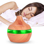 Purificador de Ar Aromaterapia USB Grão de Madeira Forma de Gota de Água 300ML Humidificador Silencioso, Grão de Madeira Profundo