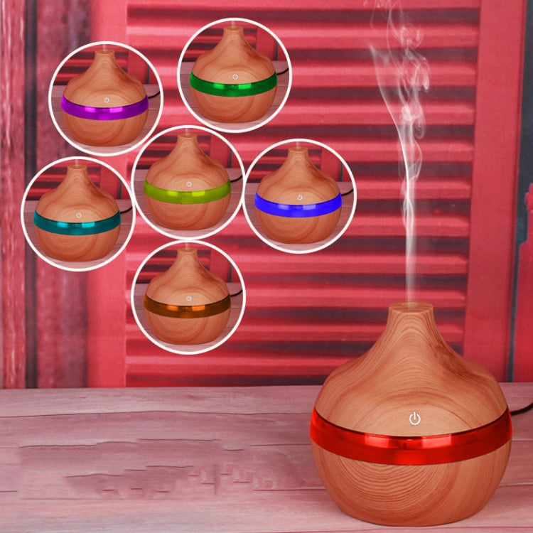 Purificador de Ar Aromaterapia USB Grão de Madeira Forma de Gota de Água 300ML Humidificador Silencioso, Grão de Madeira Profundo