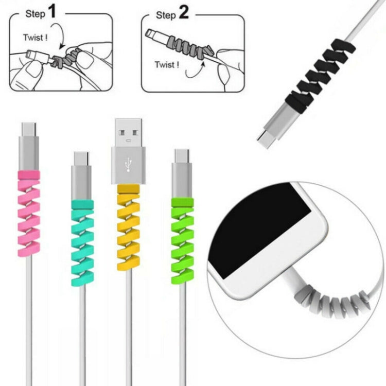 4 Unidades de Capa Protetora em Silicone Estilo Espiral para Cabo de Dados Anti-Quebra