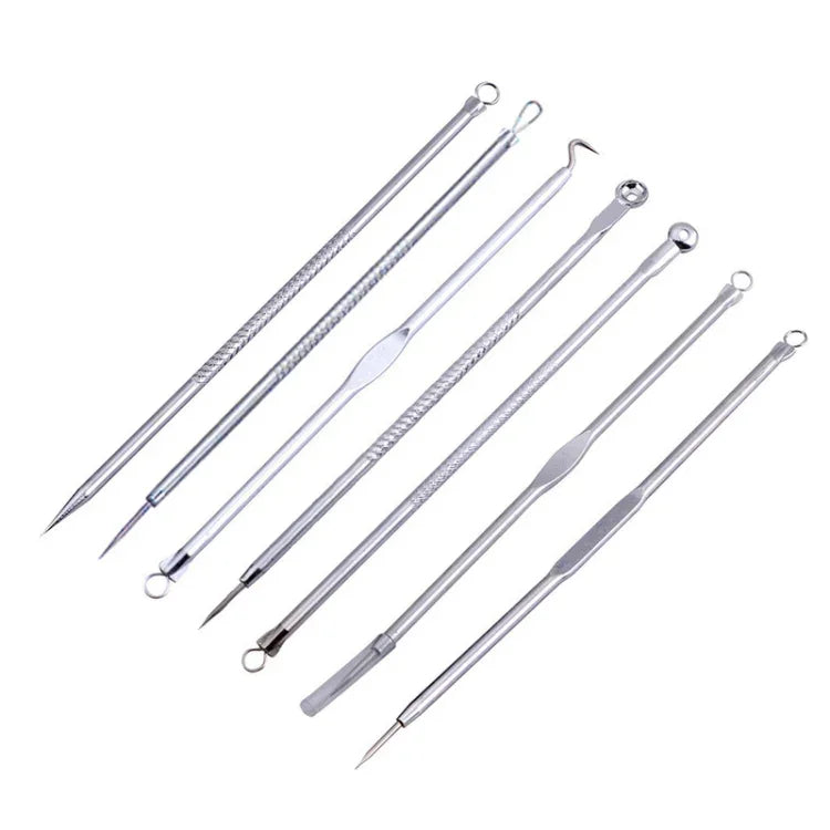 Conjunto de 7 em 1 de Agulhas para Acne em Aço Inoxidável Extrator de Acne Agulha para Acne