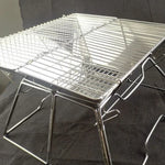 Grelhador de Churrasco Elevável para Camping em Aço Inoxidável, Grelhador Dobrável para Carvão e Madeira, 31x31x21cm