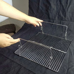 Grelhador de Churrasco Elevável para Camping em Aço Inoxidável, Grelhador Dobrável para Carvão e Madeira, 31x31x21cm