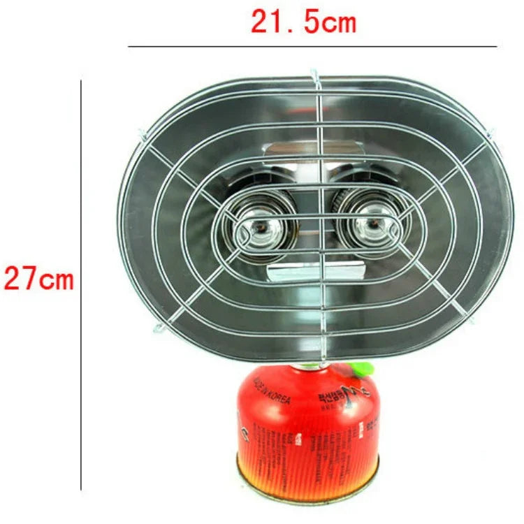 Fogão de Aquecimento a Gás de Dupla Cabeça BRS-H22 para Camping ao Ar Livre, Aquecedor para Pesca, Forno para Cozer Sem Botija de Gás