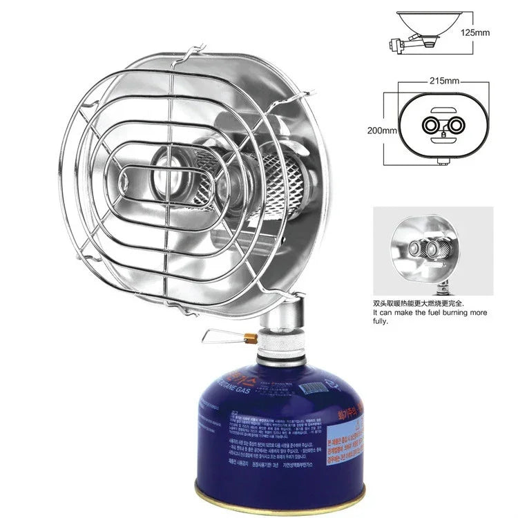Fogão de Aquecimento a Gás de Dupla Cabeça BRS-H22 para Camping ao Ar Livre, Aquecedor para Pesca, Forno para Cozer Sem Botija de Gás