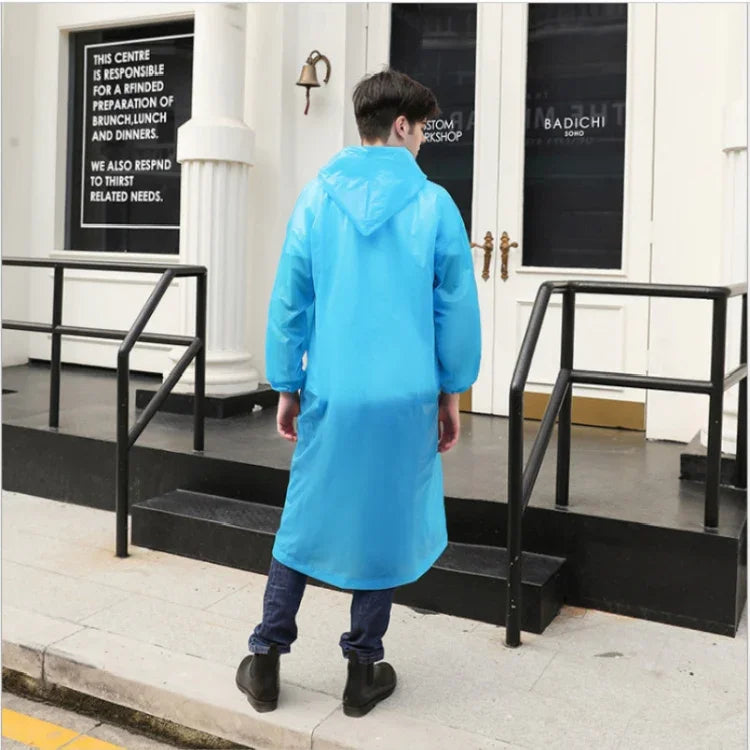 Capa de Chuva Transparente Descartável PEVA para Caminhadas ao Ar Livre, Capa de Chuva Siamês
