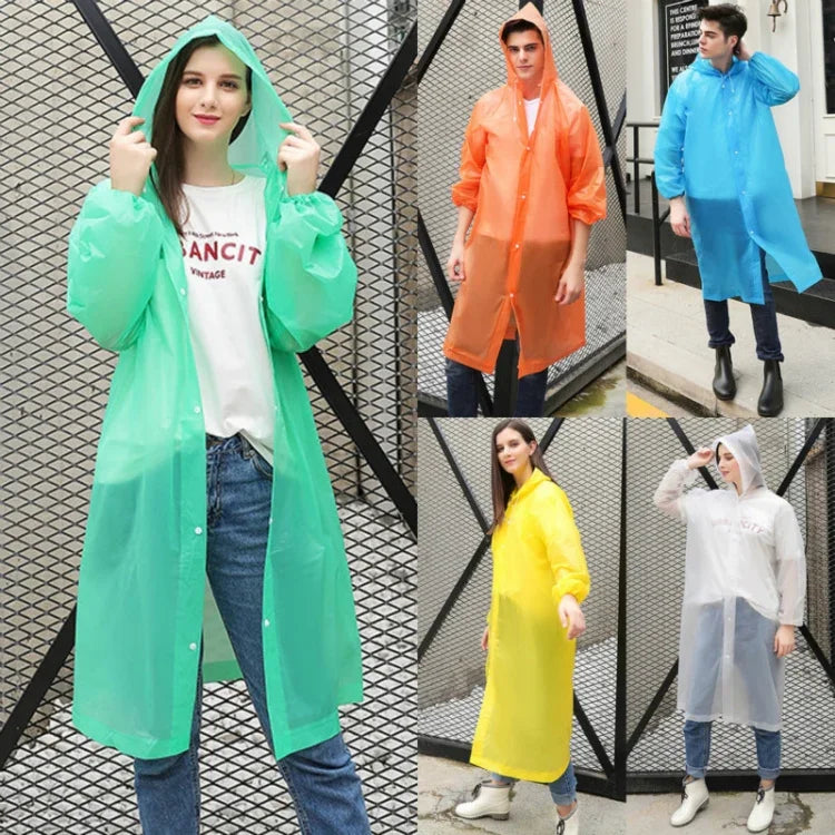 Capa de Chuva Transparente Descartável PEVA para Caminhadas ao Ar Livre, Capa de Chuva Siamês