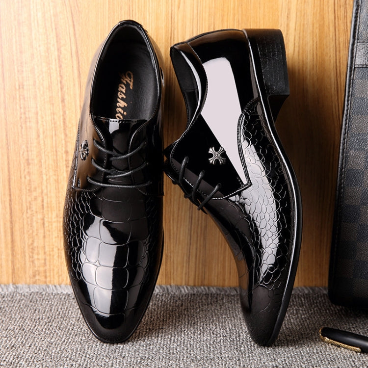 Sapatos Masculinos de Couro com Textura de Crocodilo Brilhante e Bico Apontado, 38, 39, 40, 41, 42, 43, 44, 45