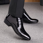 Sapatos Masculinos de Couro com Textura de Crocodilo Brilhante e Bico Apontado, 38, 39, 40, 41, 42, 43, 44, 45