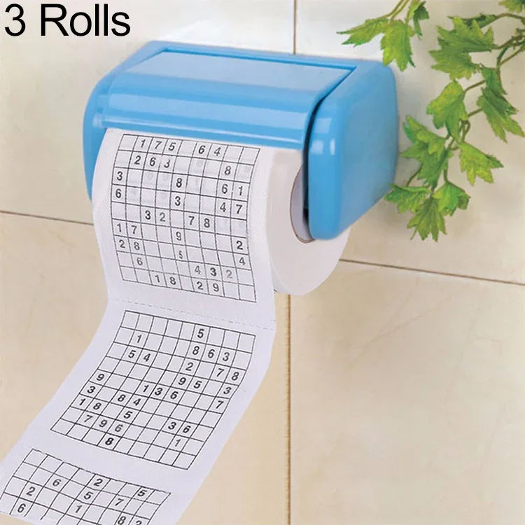 3 Rolos de Papel Higiénico Criativo Sudoku, Papel de Lenço Facial, 3 Rolos