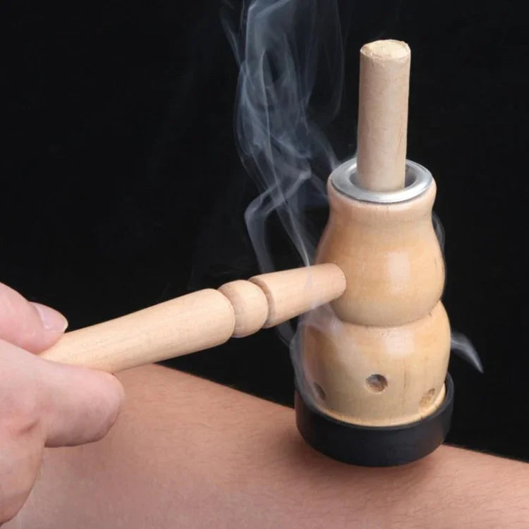 Dispositivo de Madeira em Forma de Cabaça para Massagem e Caixa de Moxabustão para Hidratação