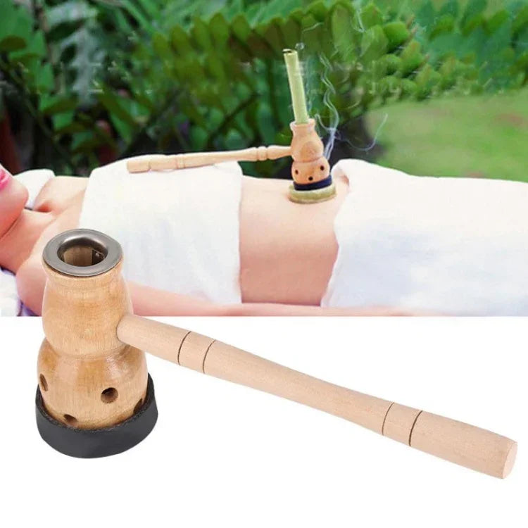 Dispositivo de Madeira em Forma de Cabaça para Massagem e Caixa de Moxabustão para Hidratação