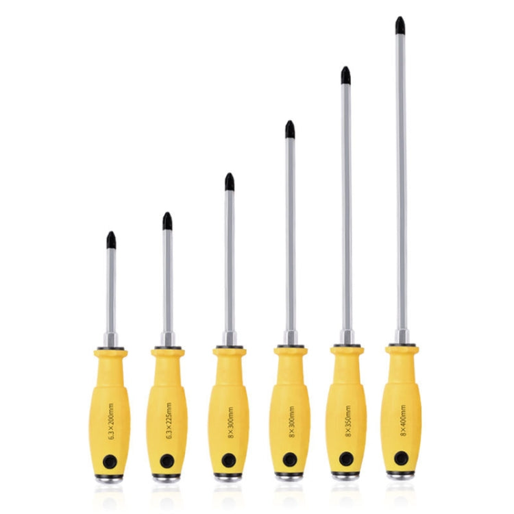 Chave de Fendas de Percussão em Aço Cromo Vanádio, 6.3x200mm 4 polegadas Phillips, 6.3x225mm 5 polegadas Phillips, 6.3x250mm 6 polegadas Phillips, 8x300mm 8 polegadas Phillips, 8x350mm 10 polegadas Phillips, 8x400mm 12 polegadas Phillips