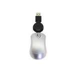 Mini Rato de Computador com Cabo USB Retrátil Óptico Ergonómico 1600 DPI Pequeno e Portátil para Portátil