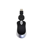 Mini Rato de Computador com Cabo USB Retrátil Óptico Ergonómico 1600 DPI Pequeno e Portátil para Portátil