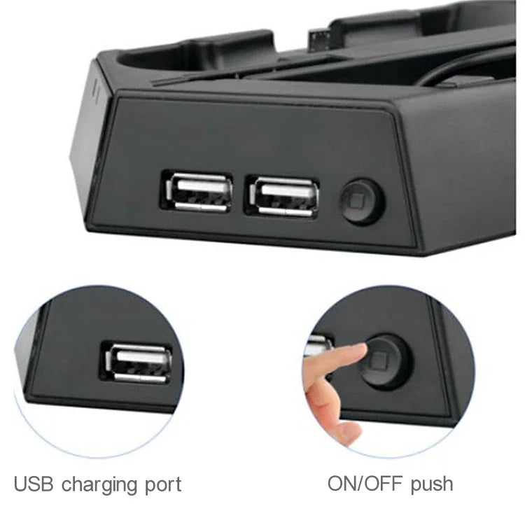 Suporte Multifuncional para Consola KJH PSLIM-03 com Ventoinha de Arrefecimento e Carregador para PS4 / SLIM, PSLIM-03