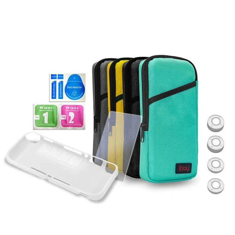 Bolsa de Armazenamento para Host iplay com Filme Temperado + Tampa para Joystick + Capa Protetora 7 em 1 para Switch Lite