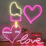 Luz Neon Painel Traseiro Transparente Acrílico LED Decoração de Férias, Cacto, Amor, Gelado, Banana