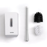 Kit de Limpeza para Casa de Banho com Escova de Vaso Sanitário de Cabo Longo com Ventosa e Caixa de Armazenamento MENGNI