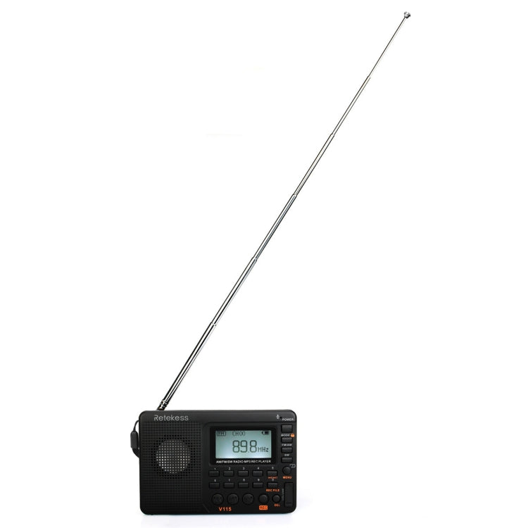 Retekess V-115 Rádio de banda completa FM AM portátil com leitor MP3, V-115