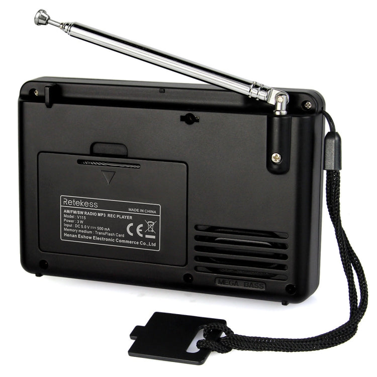 Retekess V-115 Rádio de banda completa FM AM portátil com leitor MP3, V-115