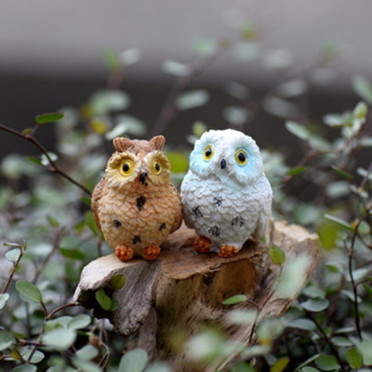 2 PCS Moss Micro Landscape Creative Resin Mini Owl Ornament，Random Color Delivery, Micro Landscape Owl