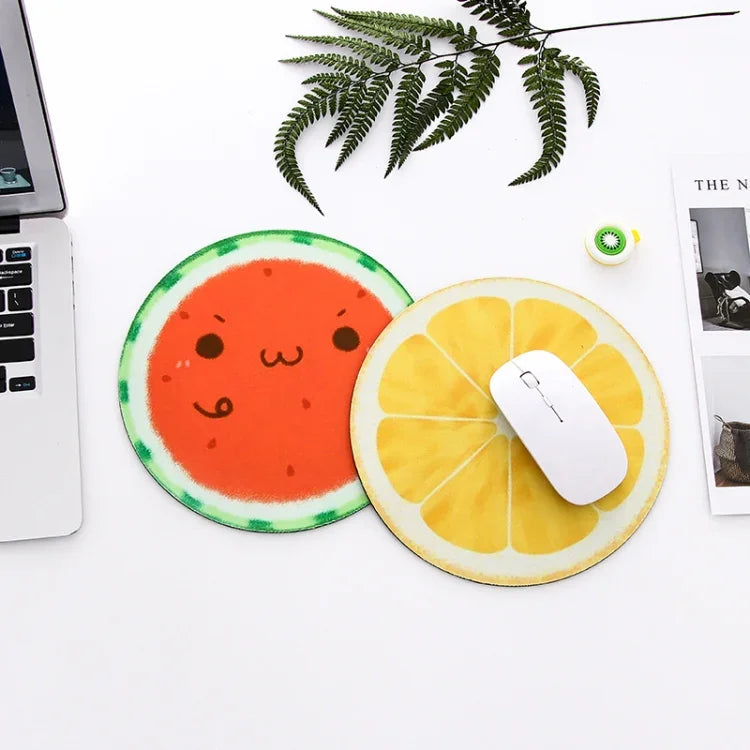 2 PCS Tapete de Rato Redondo Série Frutas Bonitas 22cm Tapete de Secretária Material de Escritório