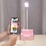 Candeeiro de secretária multifuncional criativo com proteção ocular LED com toque USB para quarto de estudante, com ventoinha, sem ventoinha