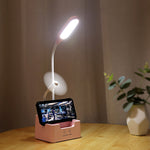 Candeeiro de secretária multifuncional criativo com proteção ocular LED com toque USB para quarto de estudante, com ventoinha, sem ventoinha