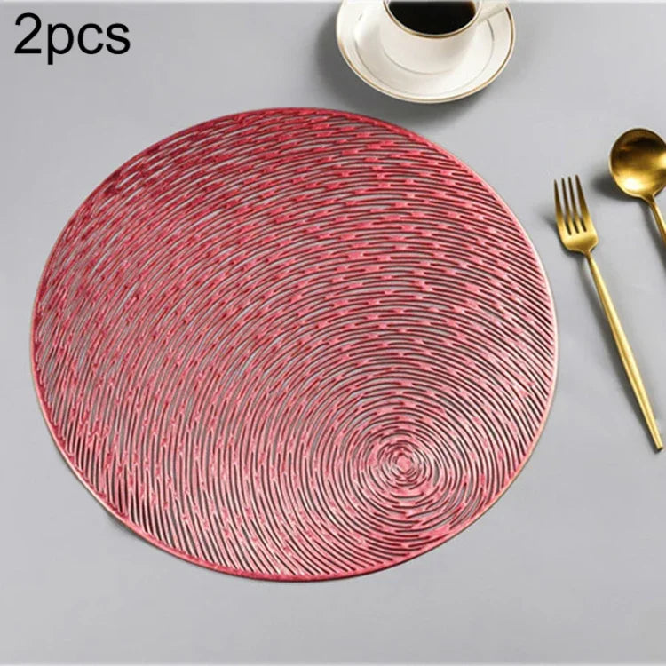 2 Peças de Jogos Americanos Redondos Vazados Tapetes de Mesa em PVC Suporte para Copo de Café