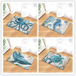 Marine Series Pattern Bathroom Toilet Non-slip Mat Flannel Absorbent Foot Pad, 46x76cm, 50x80cm