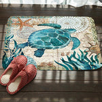 Marine Series Pattern Bathroom Toilet Non-slip Mat Flannel Absorbent Foot Pad, 46x76cm, 50x80cm