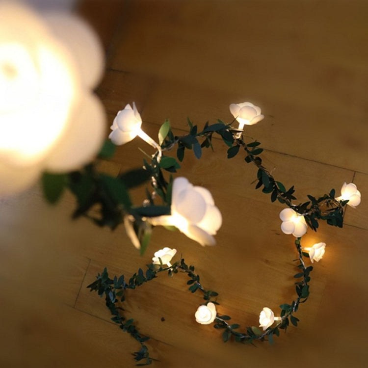 Cordão de Luz LED de Decoração de Guirlanda de Flor de Rosa de Rattan Folha Verde Simulação Solar, 3m 20 LEDs, 4,5m 30 LEDs, 5m 50 LEDs, 10m 100 LEDs
