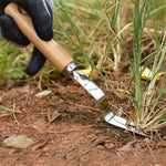 Ferramenta para Remover Ervas Daninhas com Cabo de Madeira e Aço Inoxidável Grosso, Ferramenta para Remover Raízes com Cabo de Madeira