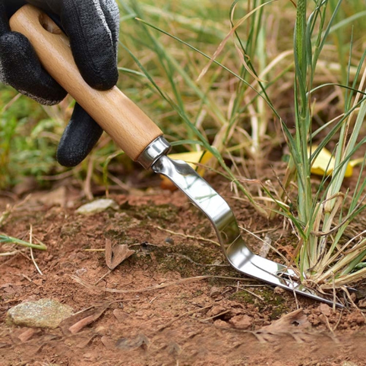 Ferramenta para Remover Ervas Daninhas com Cabo de Madeira e Aço Inoxidável Grosso, Ferramenta para Remover Raízes com Cabo de Madeira