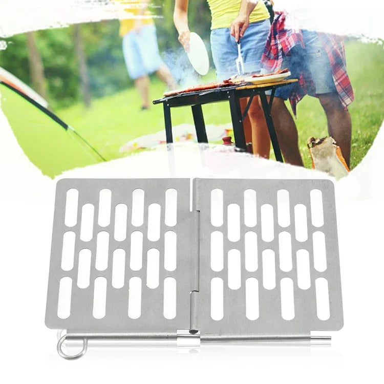 Grelha de Barbecue Dobrável em Aço Inoxidável Acessórios Portáteis para Piquenique BBQ, S 15x10.3CM, M 22.6x15.8CM, L 35.8x20CM