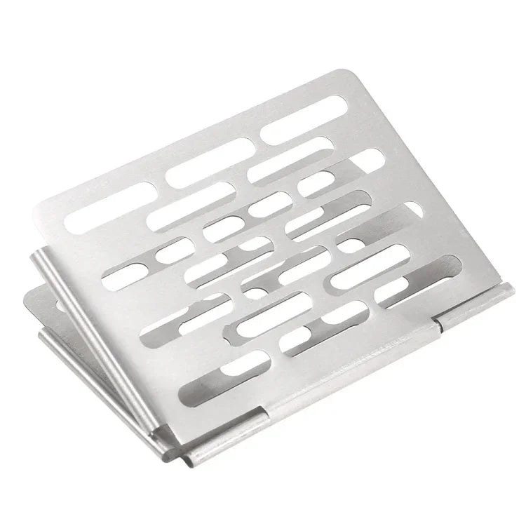 Grelha de Barbecue Dobrável em Aço Inoxidável Acessórios Portáteis para Piquenique BBQ, S 15x10.3CM, M 22.6x15.8CM, L 35.8x20CM