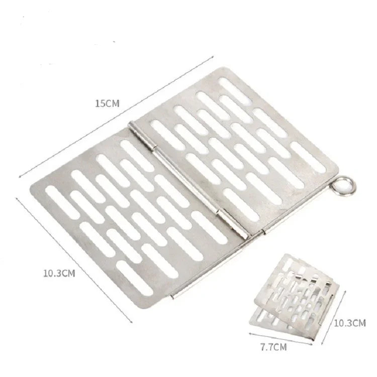 Grelha de Barbecue Dobrável em Aço Inoxidável Acessórios Portáteis para Piquenique BBQ, S 15x10.3CM, M 22.6x15.8CM, L 35.8x20CM
