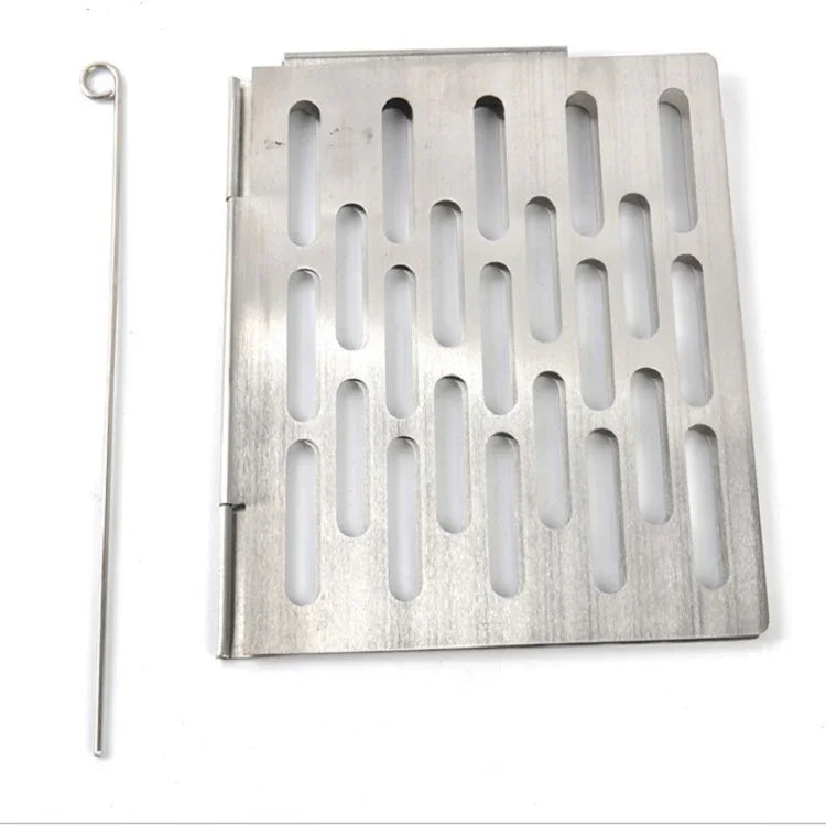 Grelha de Barbecue Dobrável em Aço Inoxidável Acessórios Portáteis para Piquenique BBQ, S 15x10.3CM, M 22.6x15.8CM, L 35.8x20CM