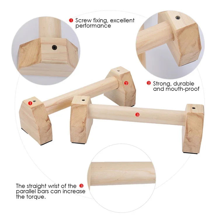 Barras paralelas simples de madeira para exercício invertido, suporte para flexões, tamanho: 50cm, suporte de flexões em madeira