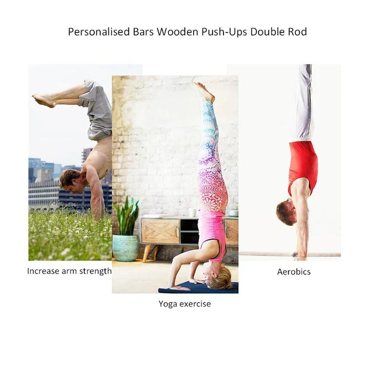 Barras paralelas simples de madeira para exercício invertido, suporte para flexões, tamanho: 50cm, suporte de flexões em madeira