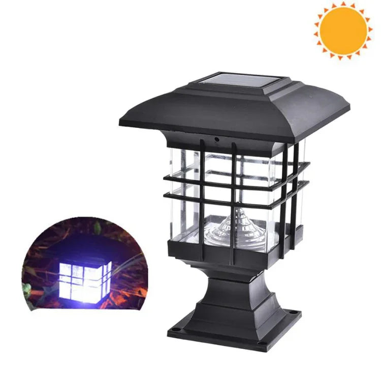 Luz de pilar solar exterior impermeável, lâmpada decorativa para jardim, relvado e parede