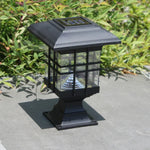 Luz de pilar solar exterior impermeável, lâmpada decorativa para jardim, relvado e parede