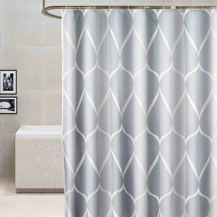 Cortina de Duche Impermeável Casa de Banho Cortinas de Banho Geométricas Cinza Claro, 80x200cm, 100x200cm, 120x180cm, 200x180cm