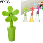 5 peças de rolha de silicone para vinho, rolha para cerveja em forma de flor, 5 peças em forma de flor (verde), 5 peças em forma de flor (roxo), 5 peças em forma de flor (vermelho), 5 peças em forma de flor (azul)
