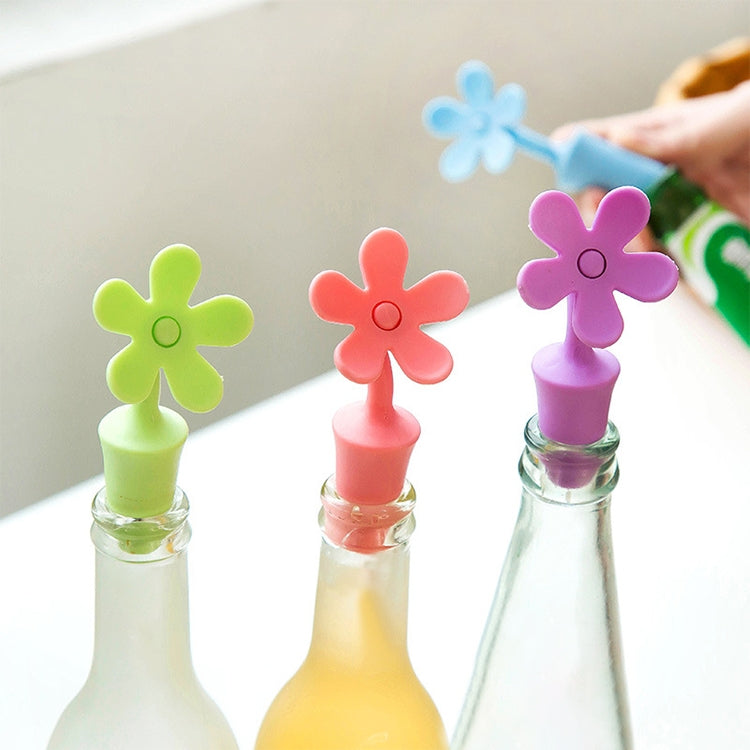 5 peças de rolha de silicone para vinho, rolha para cerveja em forma de flor, 5 peças em forma de flor (verde), 5 peças em forma de flor (roxo), 5 peças em forma de flor (vermelho), 5 peças em forma de flor (azul)